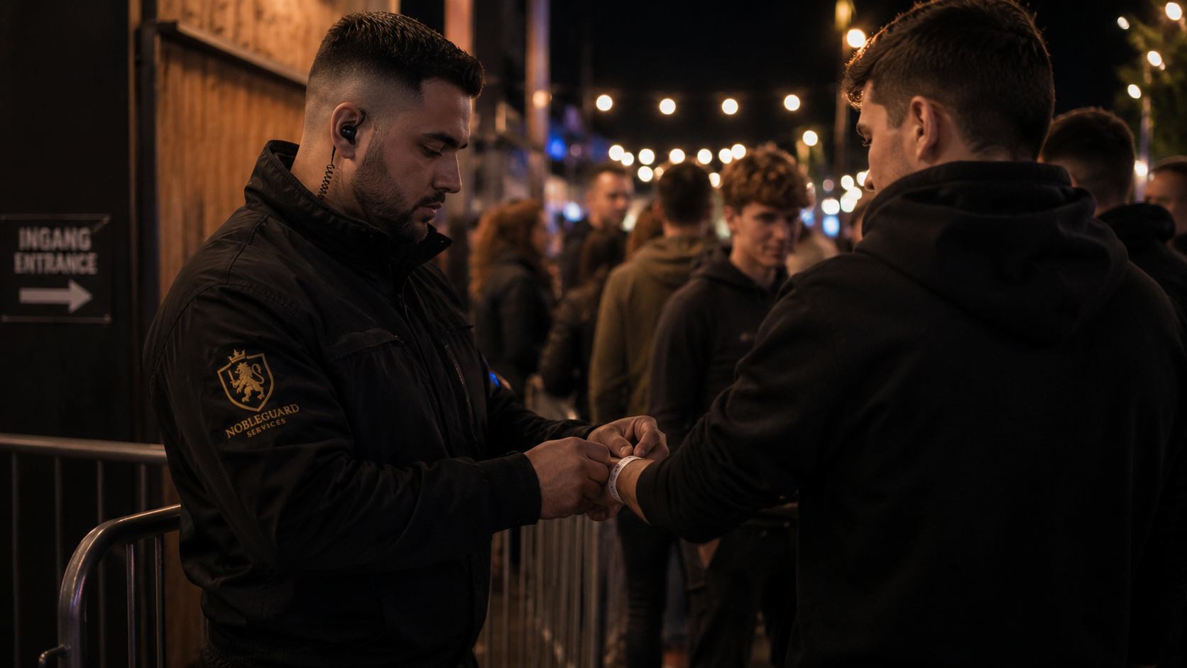 Beveiligers van Noble Guard Services in actie